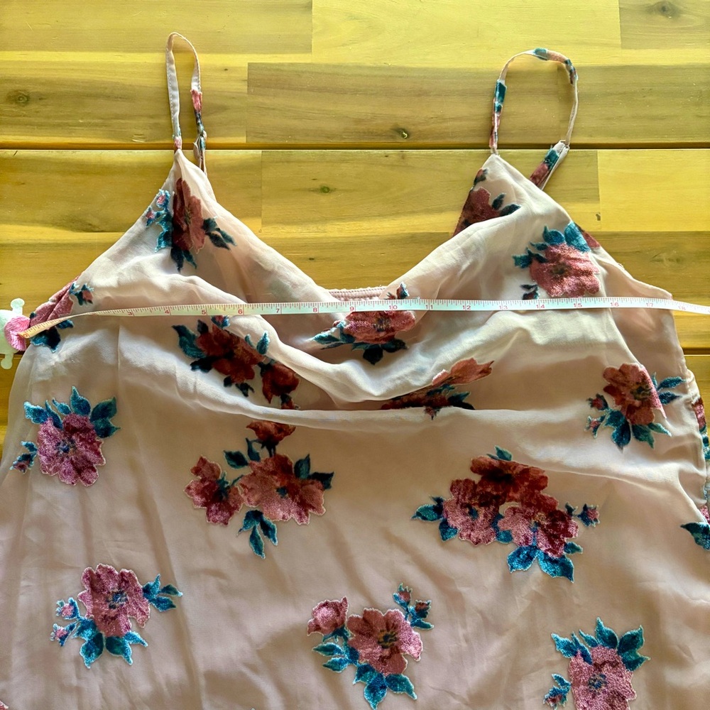 American Eagle - Spaghetti Strap Flocked Floral D… - image 4